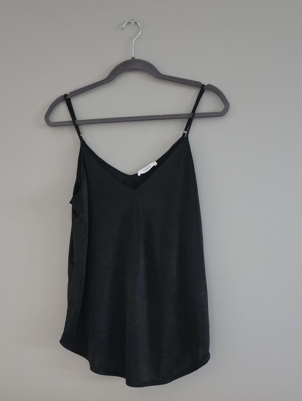 Cherish Black Satin V-Neck Cami